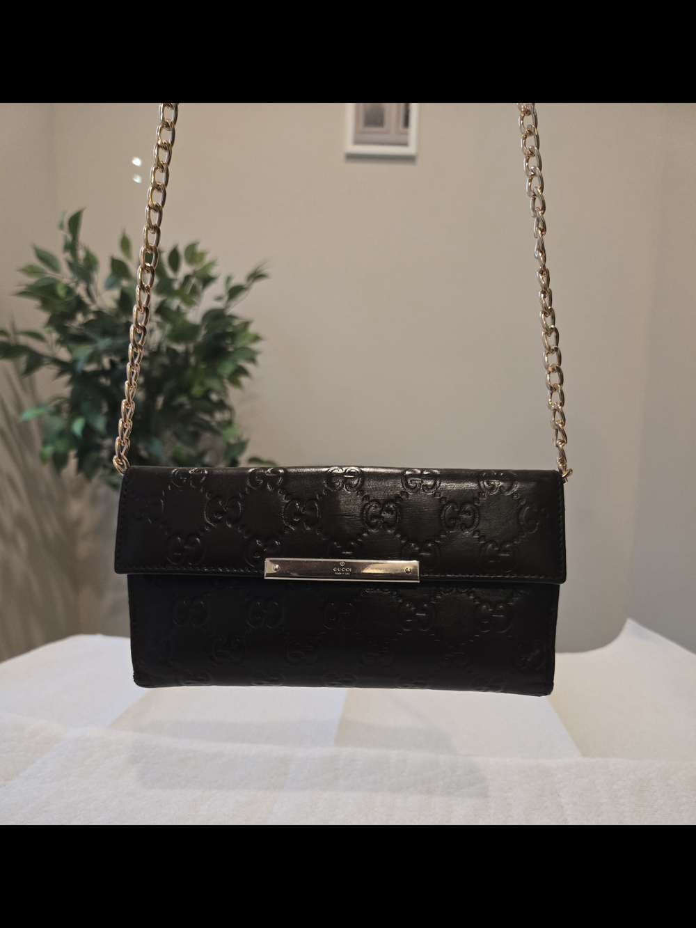 Authentic GUCCI Dark Brown Leather Continental Flap Guccissima Long Wallet GG